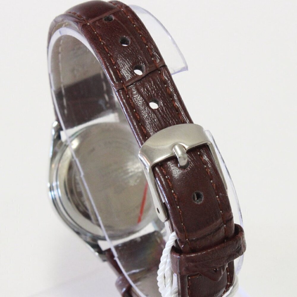 Women's Contemporary Dress Watch Silver With Brown Strap 28mm - Picture 11 of 11